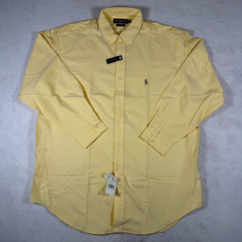 Polo Ralph Lauren Yarmouth Shirt 17.5 34 Yellow Oxford NWT Dress Shirt Pony - Picture 1 of 9